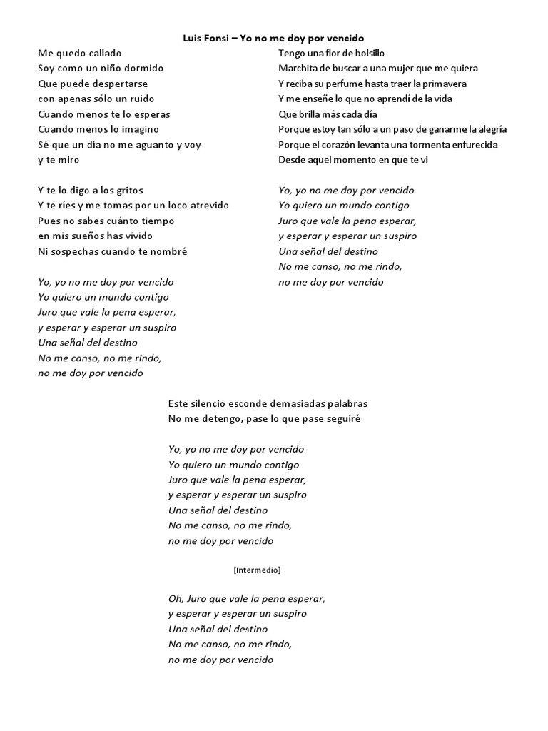 No Me Doy Por Vencido Lyrics In English