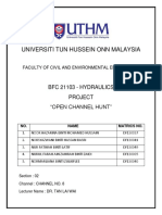 Universiti Tun Hussein Onn Malaysia: BFC 21103 - Hydraulics Project "Open Channel Hunt"