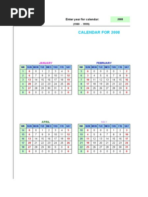 Calendar Overview for 1900-9999 | PDF