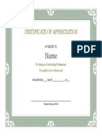 Certificate of Appreciation