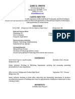 Jane D Smith Resume Sample