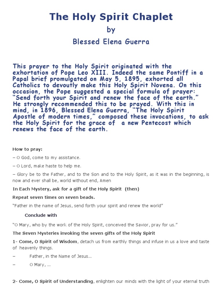 Read To Me The Chaplet Of The Holy Spirit