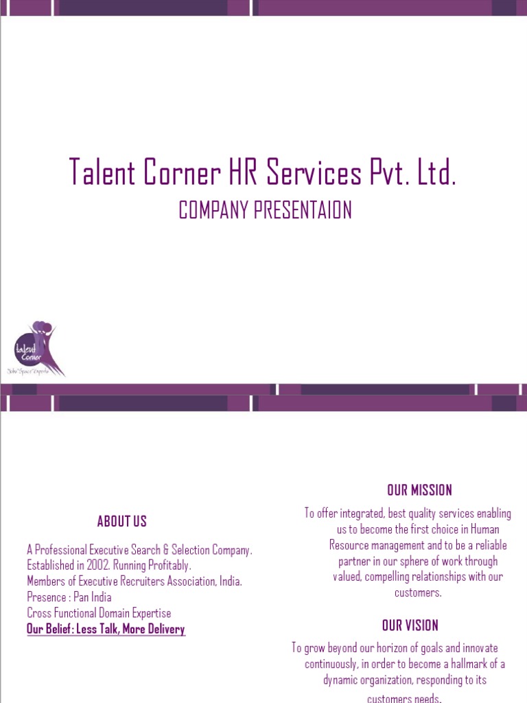Talent Corner Hr Services Pvt Ltd Pune Pdf Recruitment Expert