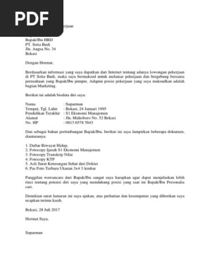 Download 64+ Contoh Surat Surat Lamaran Kerja Doc Gratis Terbaru