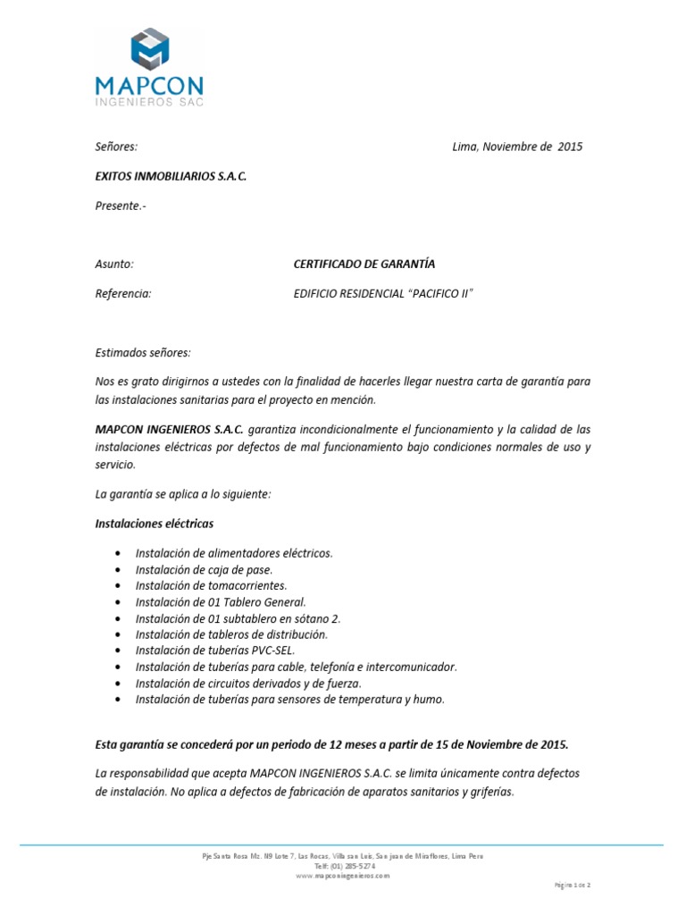 Carta de GarantiaIiee PDF Lima Science