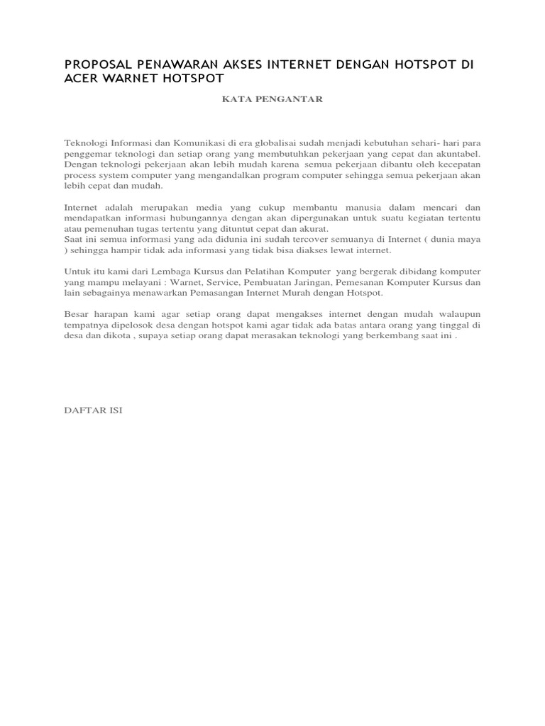 Pemasangan Hotspot Internet Murah | PDF