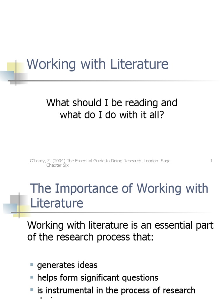 Working With Literature: What Should I Be Reading and What Do I Do With ...