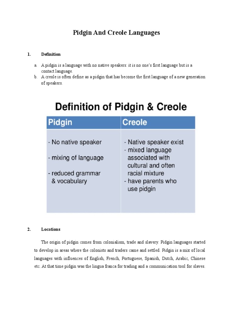 Pidgin And Creole Languages Pdf Linguistics Sociolinguistics