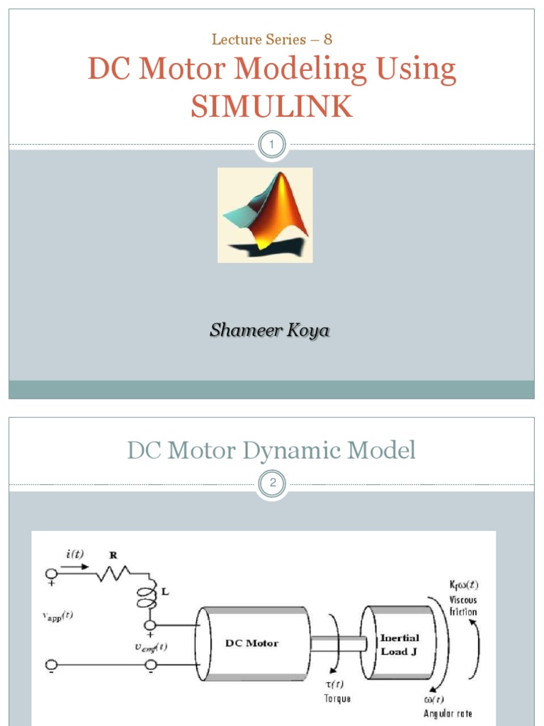 DC Motor Modeling in SIMULINK | PDF | Electric Motor | Physical Quantities