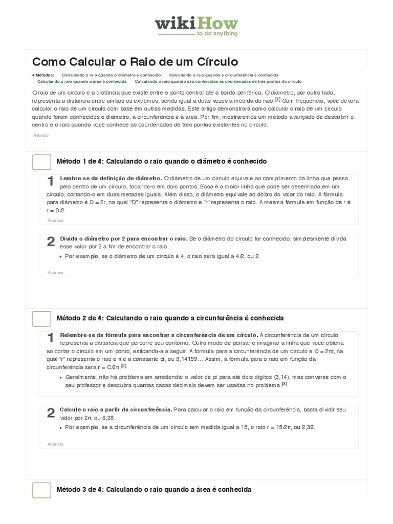 4 Formas De Calcular O Raio De Um C rculo WikiHow Pi Elementary 