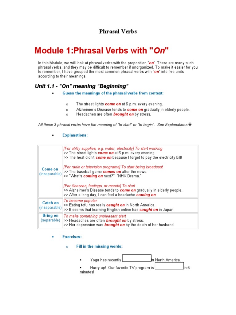 Phrasal Verbs | PDF | Phrase | English Language