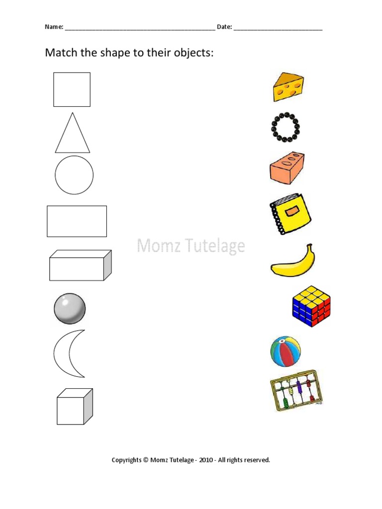 Match Shapes To Their Correct Object | PDF