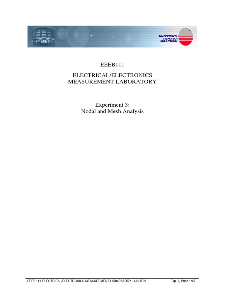 Nodal and Mesh Analysis Lab Report | PDF | Electrical Network ...
