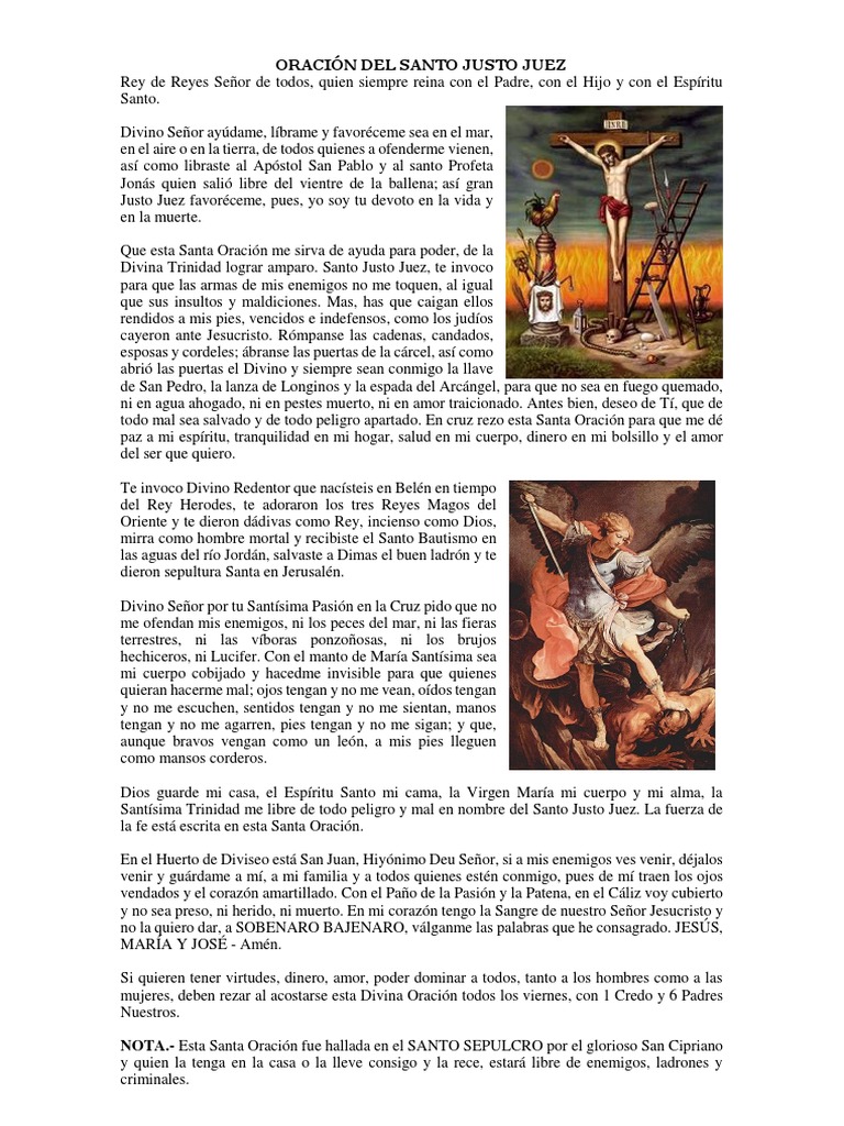 Oración Del Santo Justo Juez Pdf Oración Cristo Título