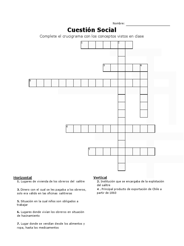 Cuestión Social Crucigrama | PDF