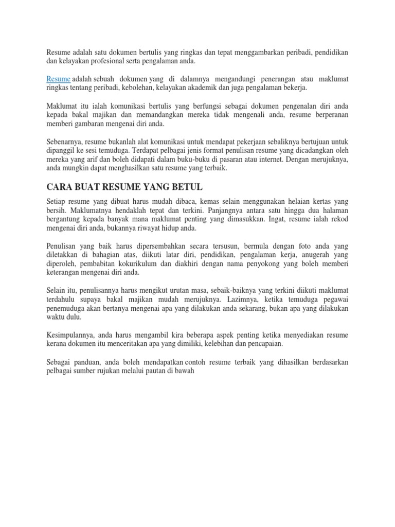 Kaedah Menulis Resume