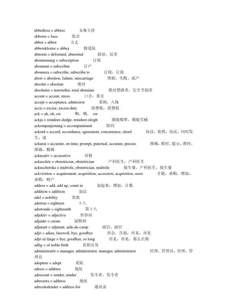 Swedish Word List Nature Nature