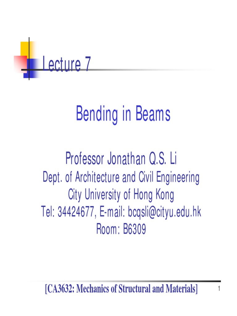 Lecture 7 - Bending in Beams | PDF | Bending | Beam (Structure)