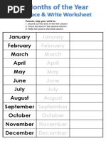 Months of The Year Worksheets