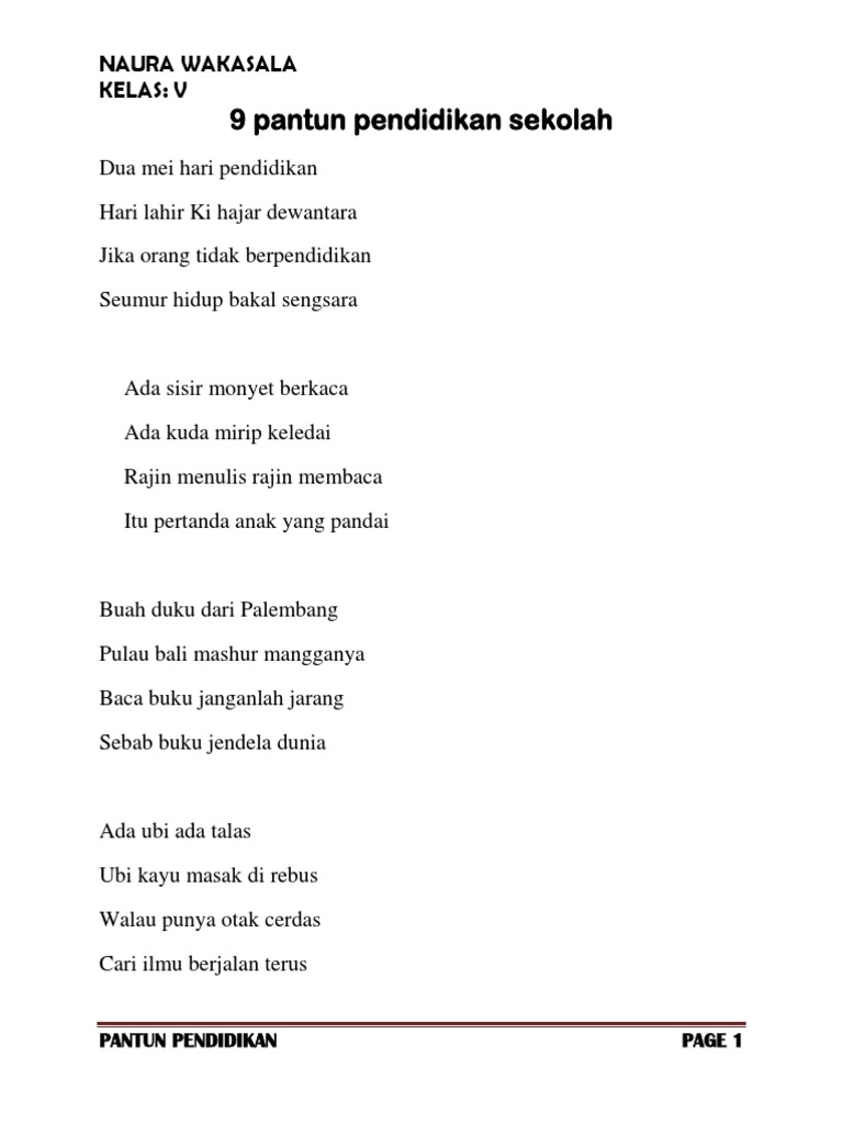 Pantun Tentang Ilmu Dan Pendidikan Perangkat Sekolah