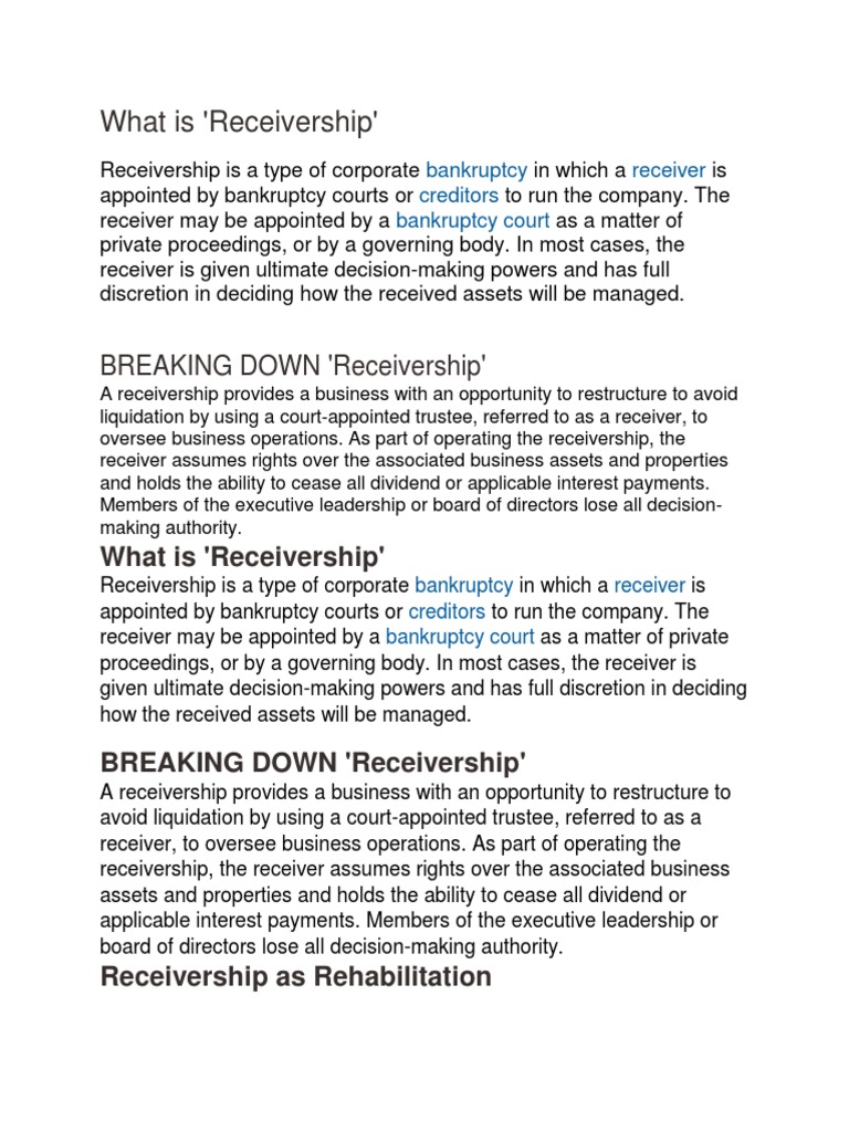 Receivership Attachment Replevin PDF Receivership Bankruptcy