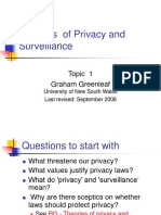 Theories of Privacy and Surveillance: Topic 1 Graham Greenleaf
