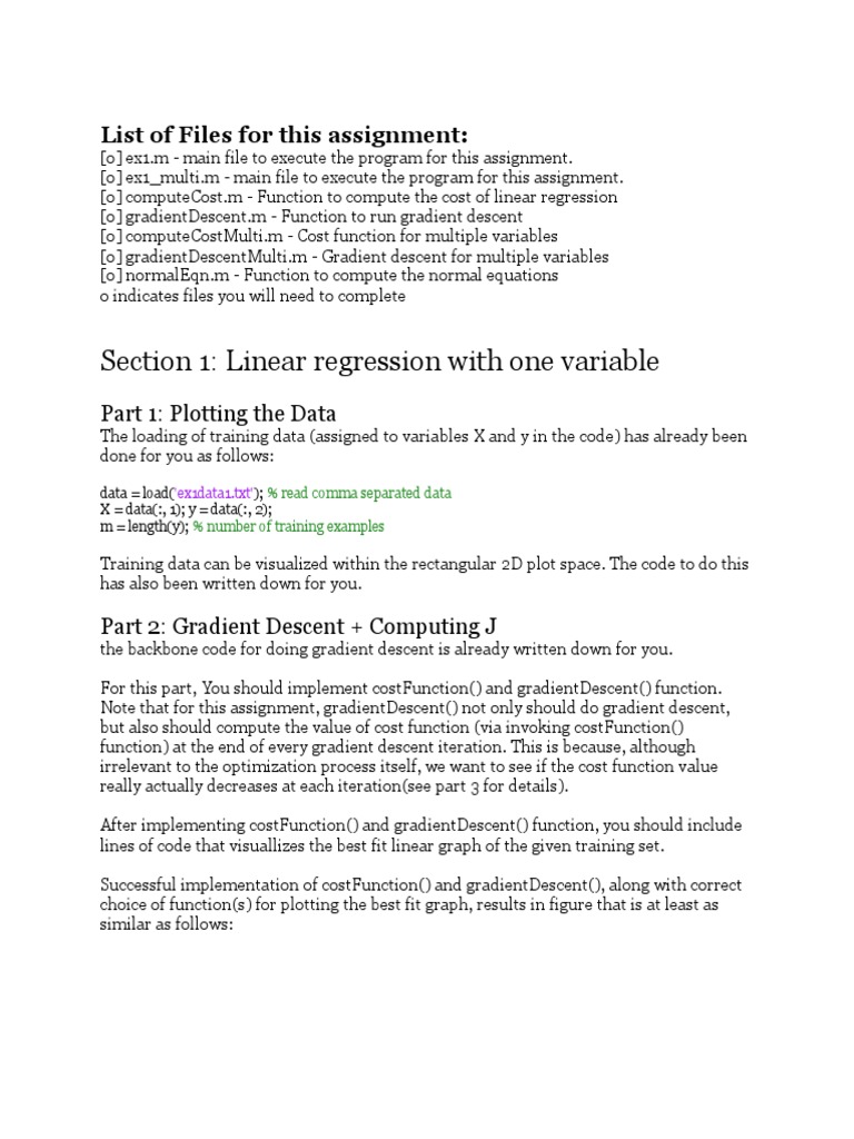 Assignment 1 | PDF | Regression Analysis | Gradient
