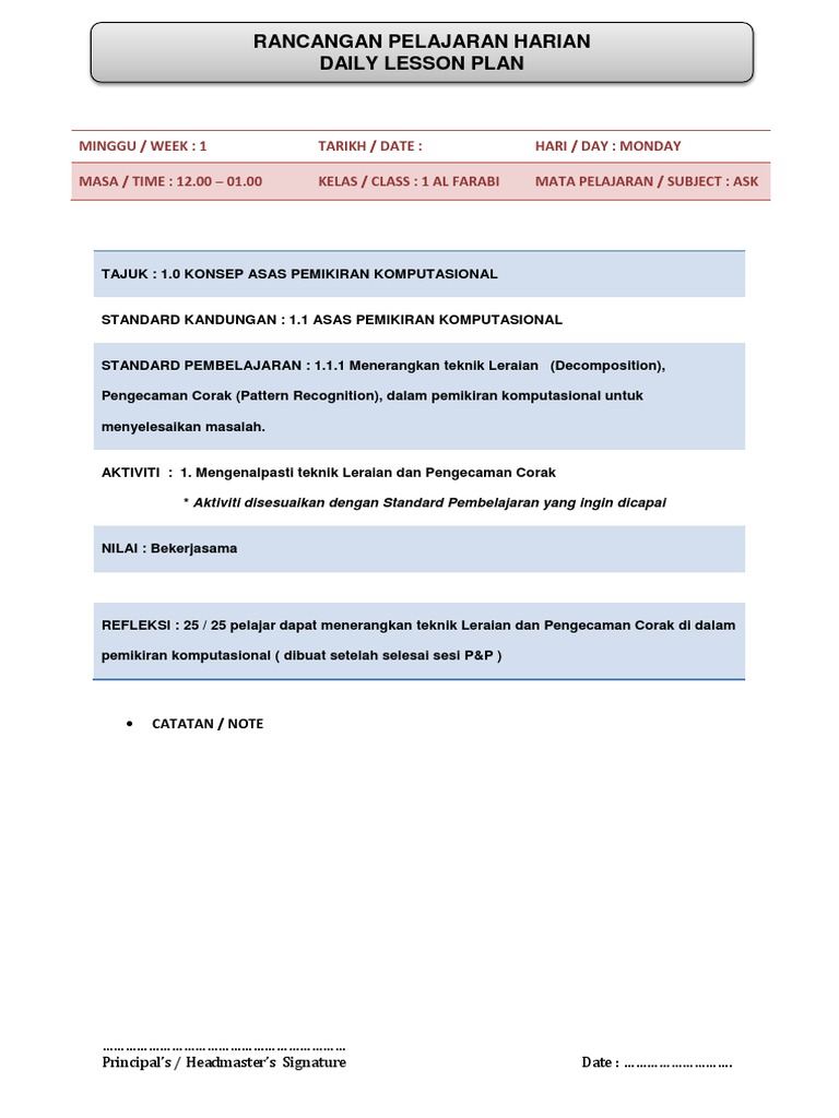 Rencana Pelajaran Pemikiran Komputasional | PDF