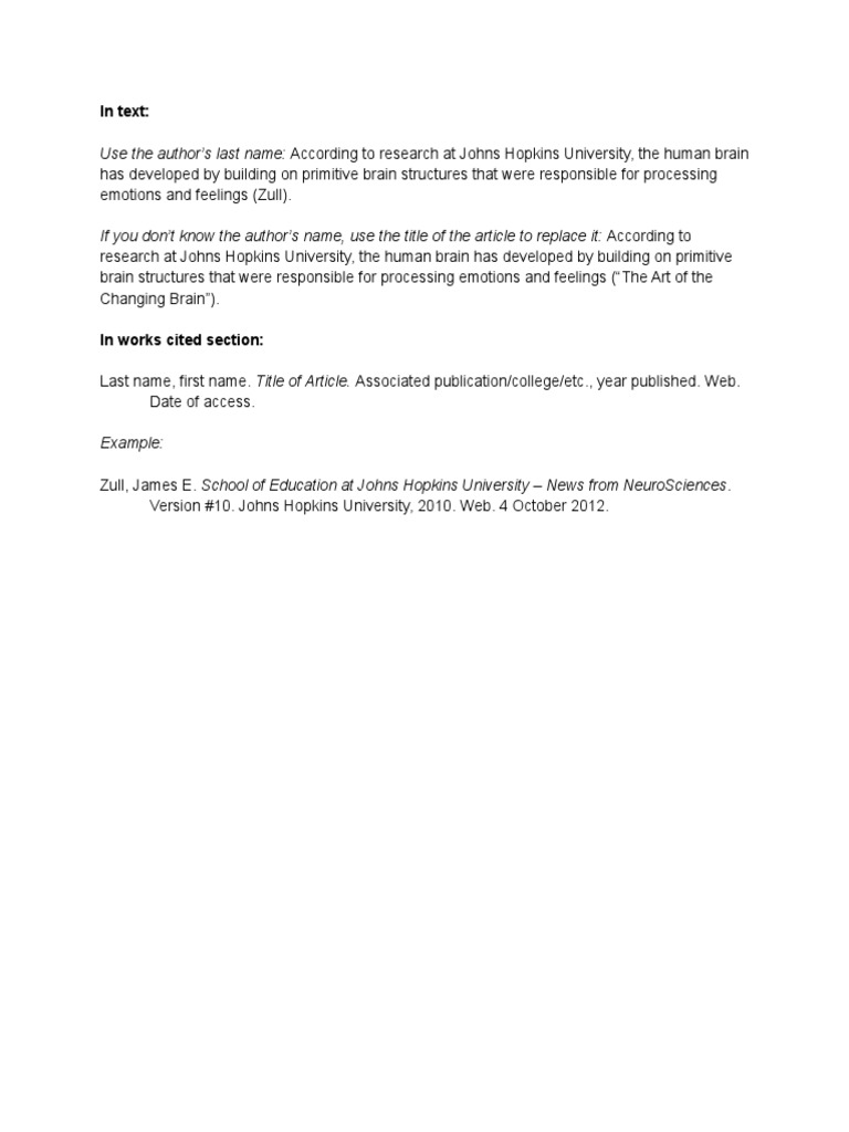 MLA Citation Template | PDF