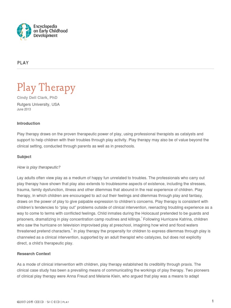 Play therapy pdf play therapy psychotherapy