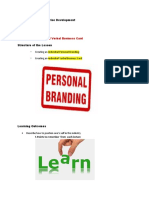 Career Development Personal Branding and Verbal Business Card