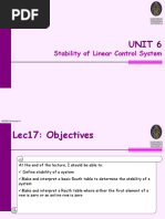 Unit 6: Stability of Linear Control System