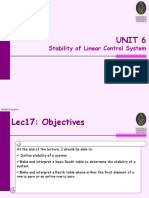 Unit 6: Stability of Linear Control System