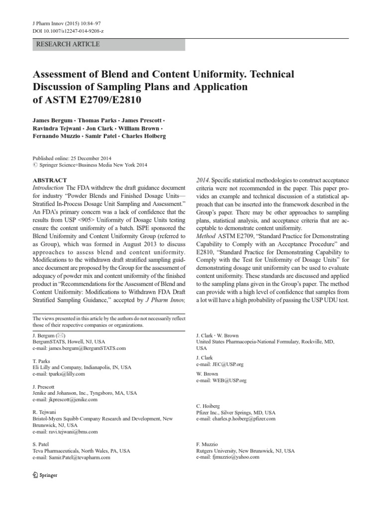 ASTM E2709/E2810 Blend Uniformity Guide | PDF | Sampling (Statistics ...