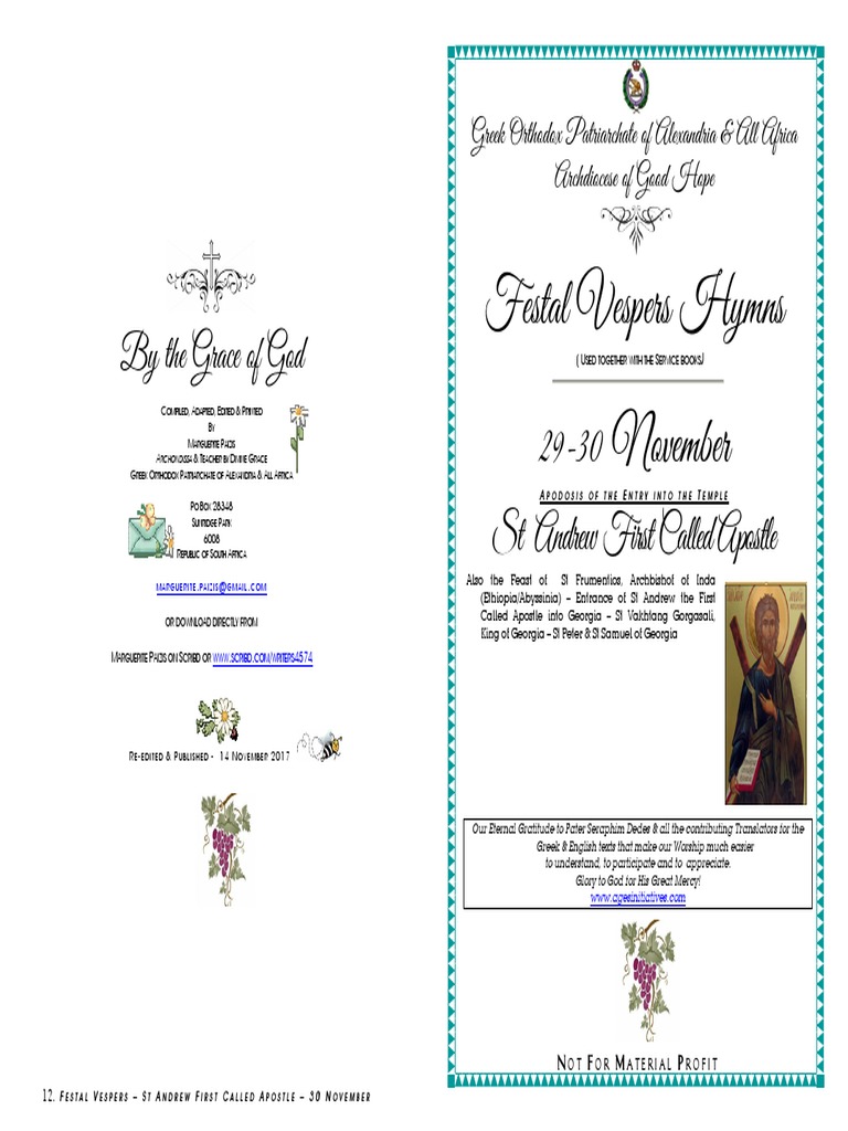 2017 29 30 Nov Vespers St Andrew First Called Eastern Orthodox