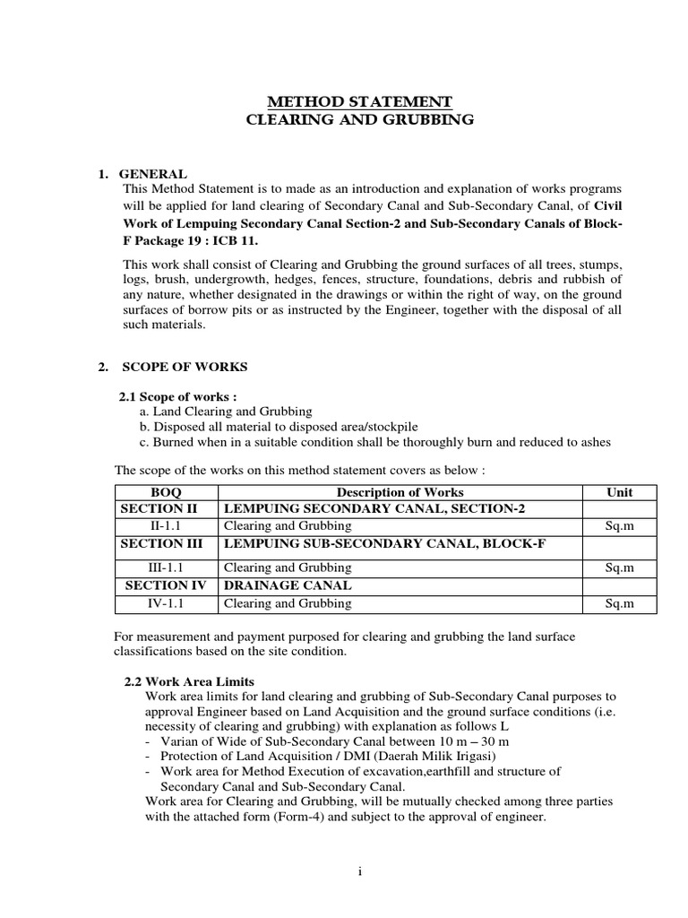 Clearing and Grubbing | PDF | Excavation (Archaeology) | Water