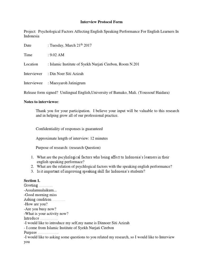 research interview protocol example