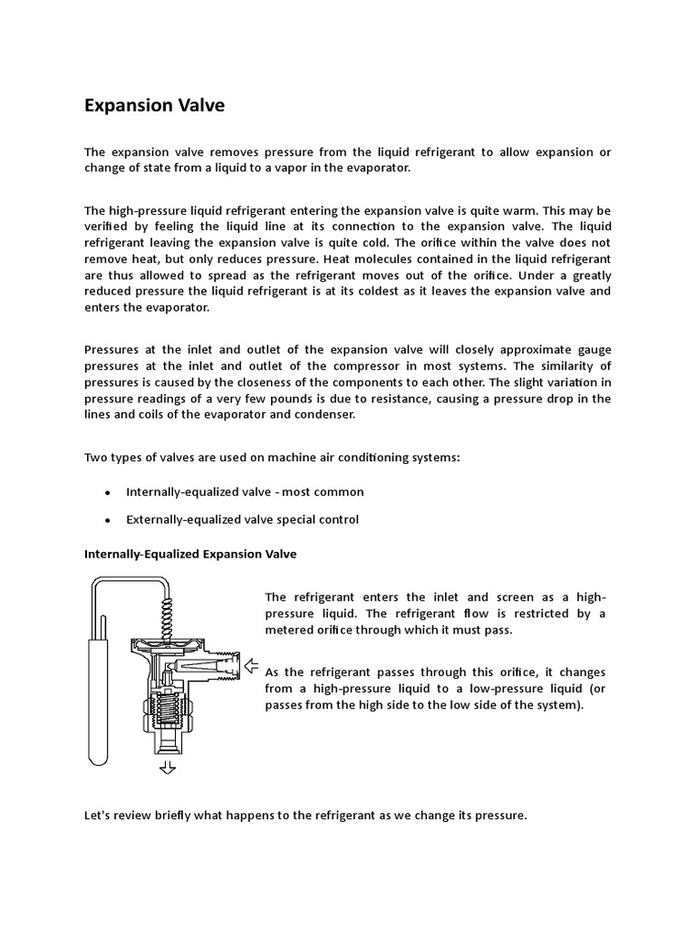 Expansion Valves Working Principle PDF Engineering Thermodynamics