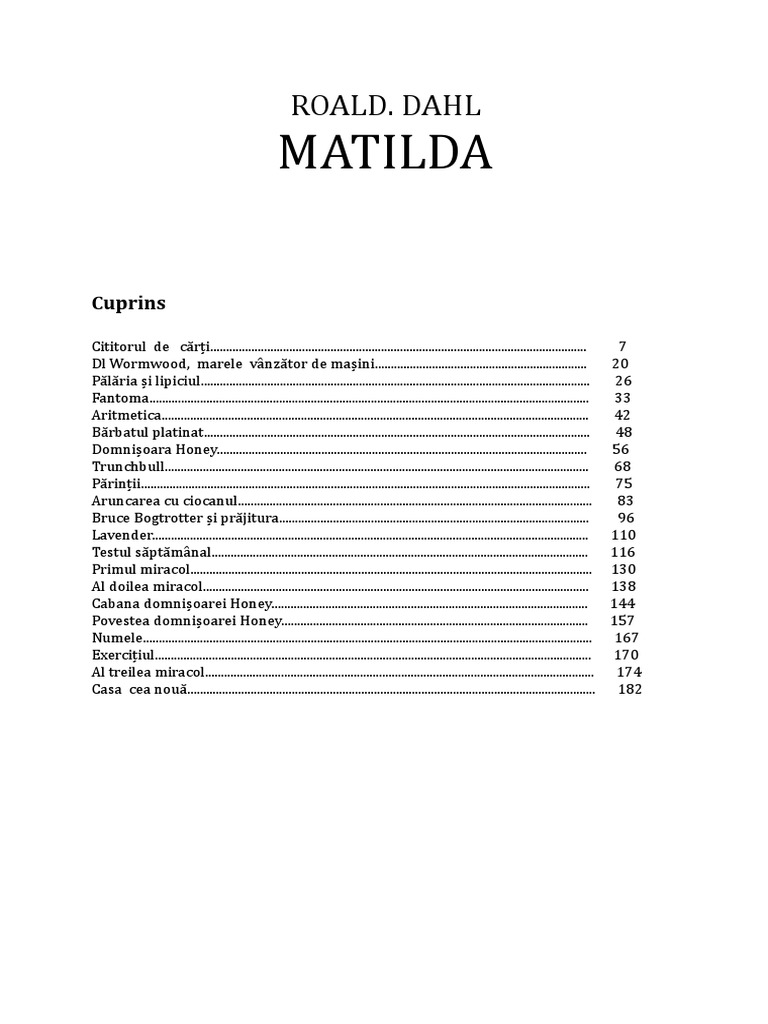 Roald Dahl Matilda | PDF