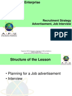 Recruitment Strategy Advertisement, Job Interview: Level 1