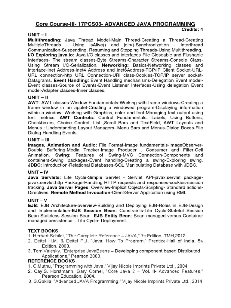 Advanced Java Prog - Syllabus | Download Free PDF | Enterprise Java ...
