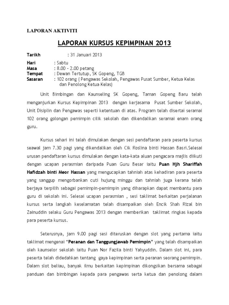 Laporan Aktiviti Pengaws