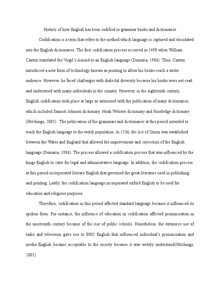 Codification of English | PDF | Dictionary | English Language