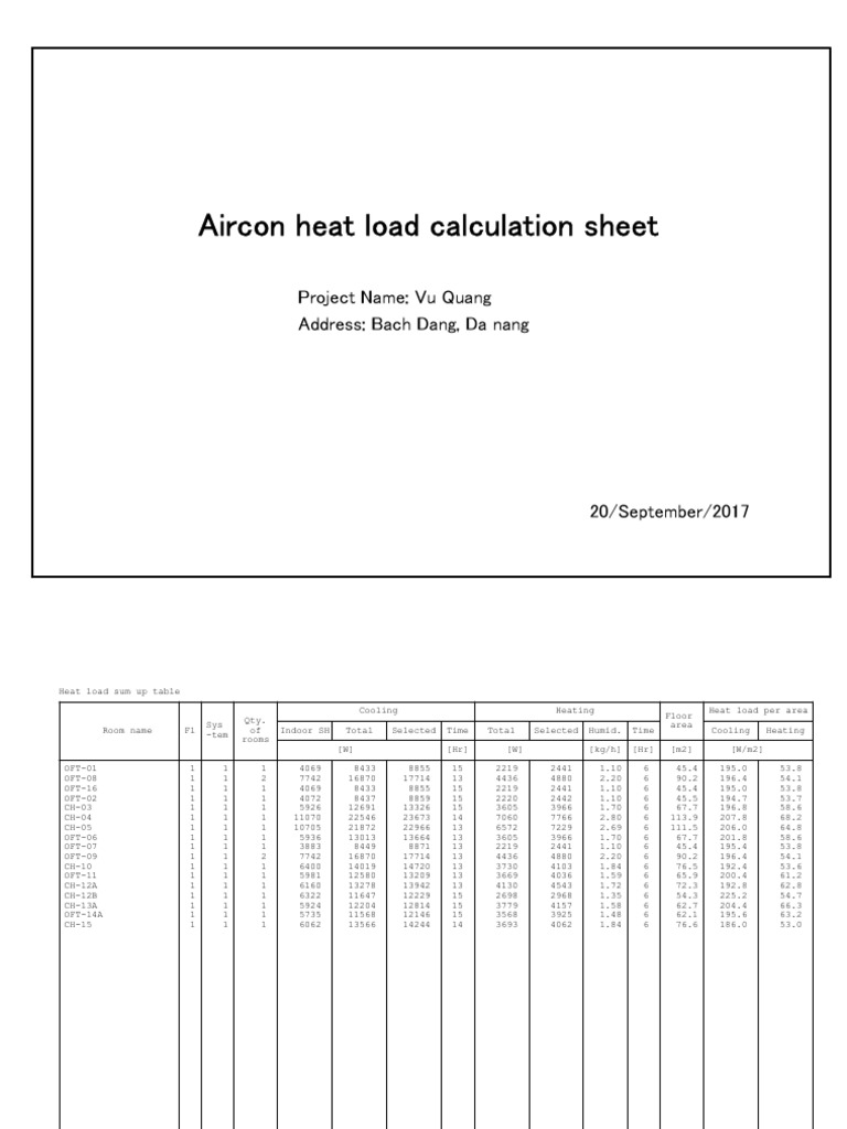 Air Conditioning Heat Load Calculation | PDF | Air Conditioning | Hvac