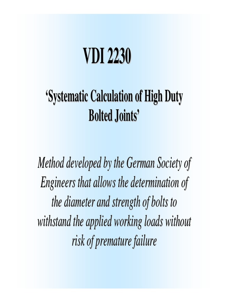 VDI 2230 Calculation of Bolted Joints PDF | PDF | Applied And ...