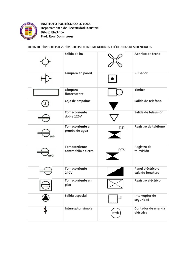 Hoja 2 - Simbolos Instalaciones Residenciales | PDF | Componentes ...