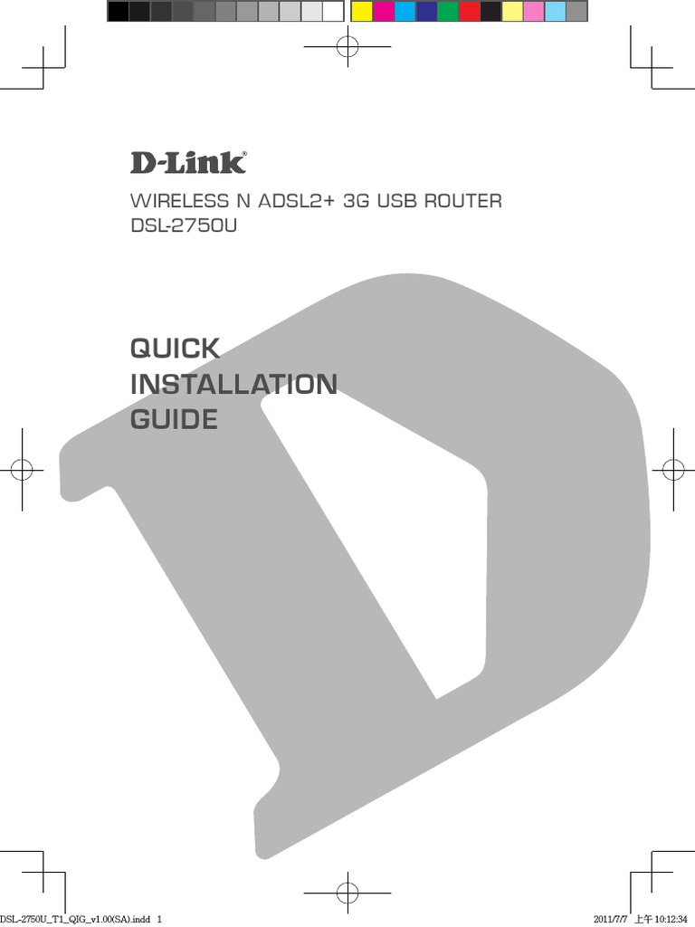 Quick Installation Guide: Wireless N Adsl2+ 3G Usb Router DSL-2750U ...