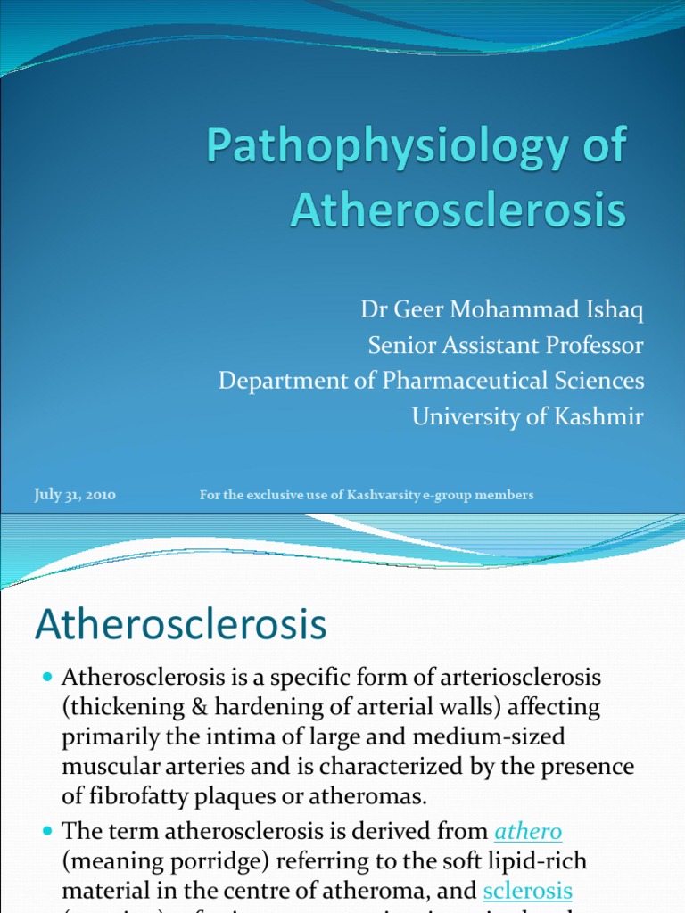 Atherosclerosis: Pathophysiology and Etiology | PDF | Atherosclerosis ...
