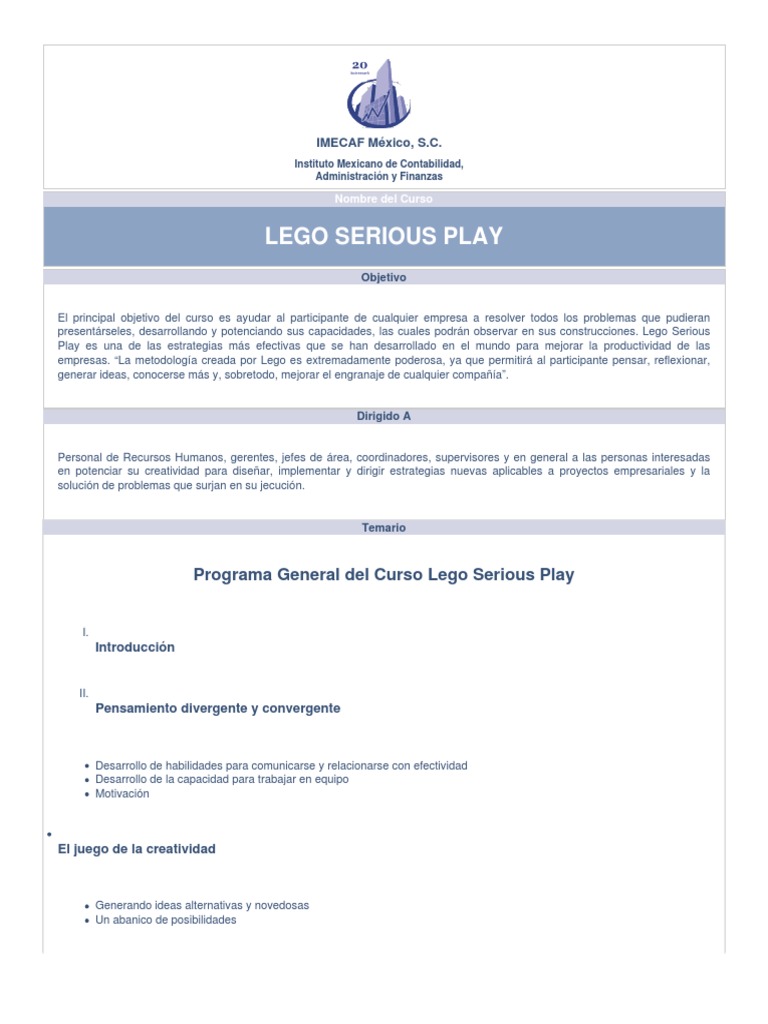 Lego Serious Play Curso 269 | PDF | Creatividad | México