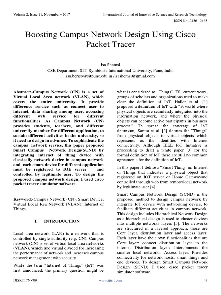 Boosting Campus Network Design Using Cisco Packet Tracer | PDF ...